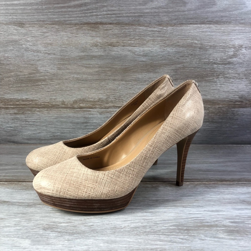 Tahari Sophia M Linen Platform Pumps Spike Heels